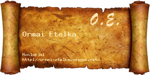 Ormai Etelka névjegykártya